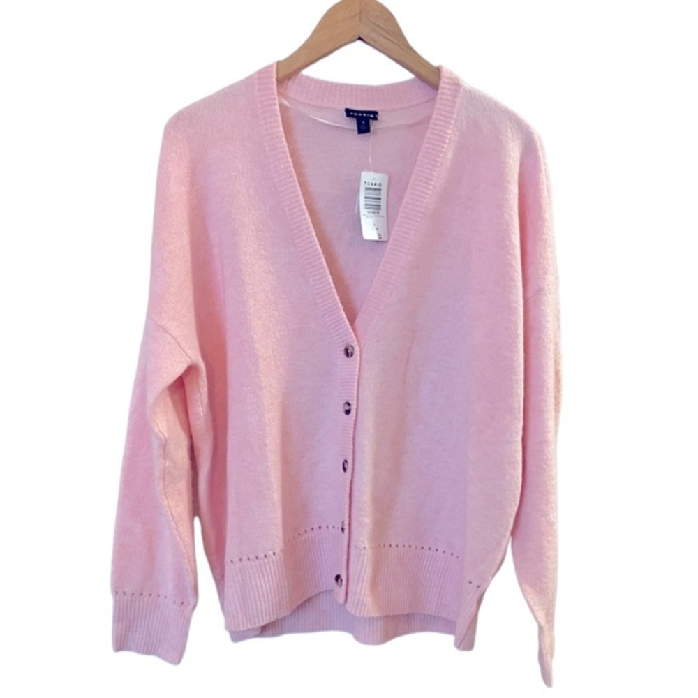 NWOT Torrid Fluffy Light Pink Cardigan Sweater w/ Perforated Detail
